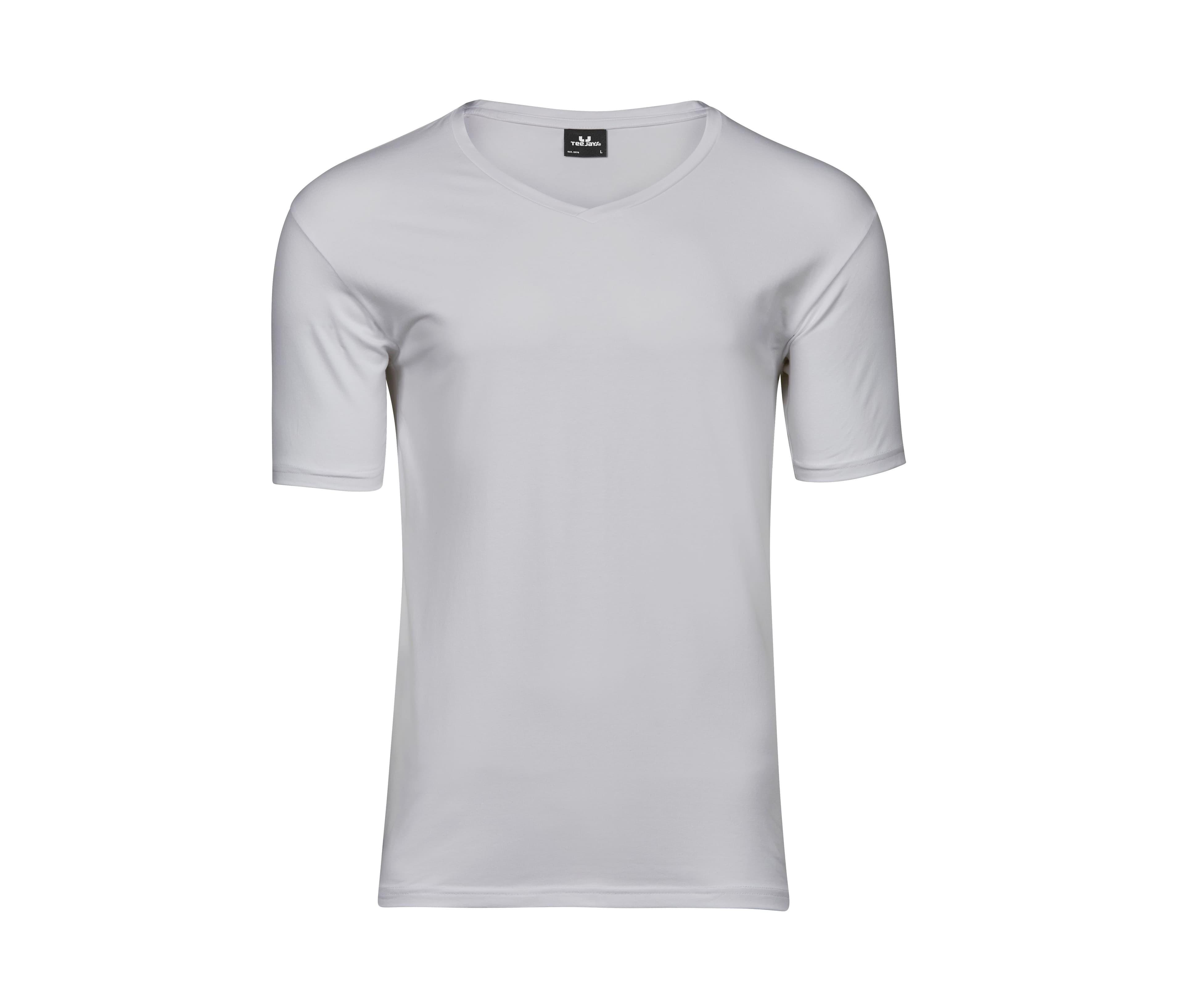 Tee-shirt stretch col V WHITE