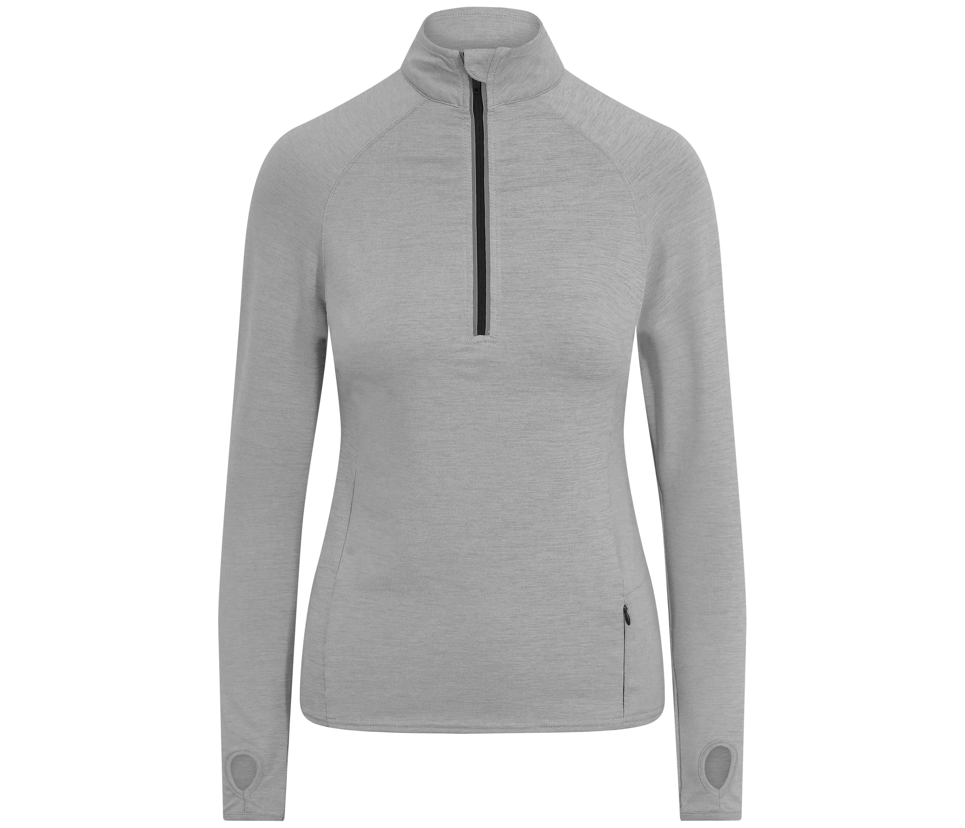 Tee-shirt de sport femme col zippé SILVER GREY