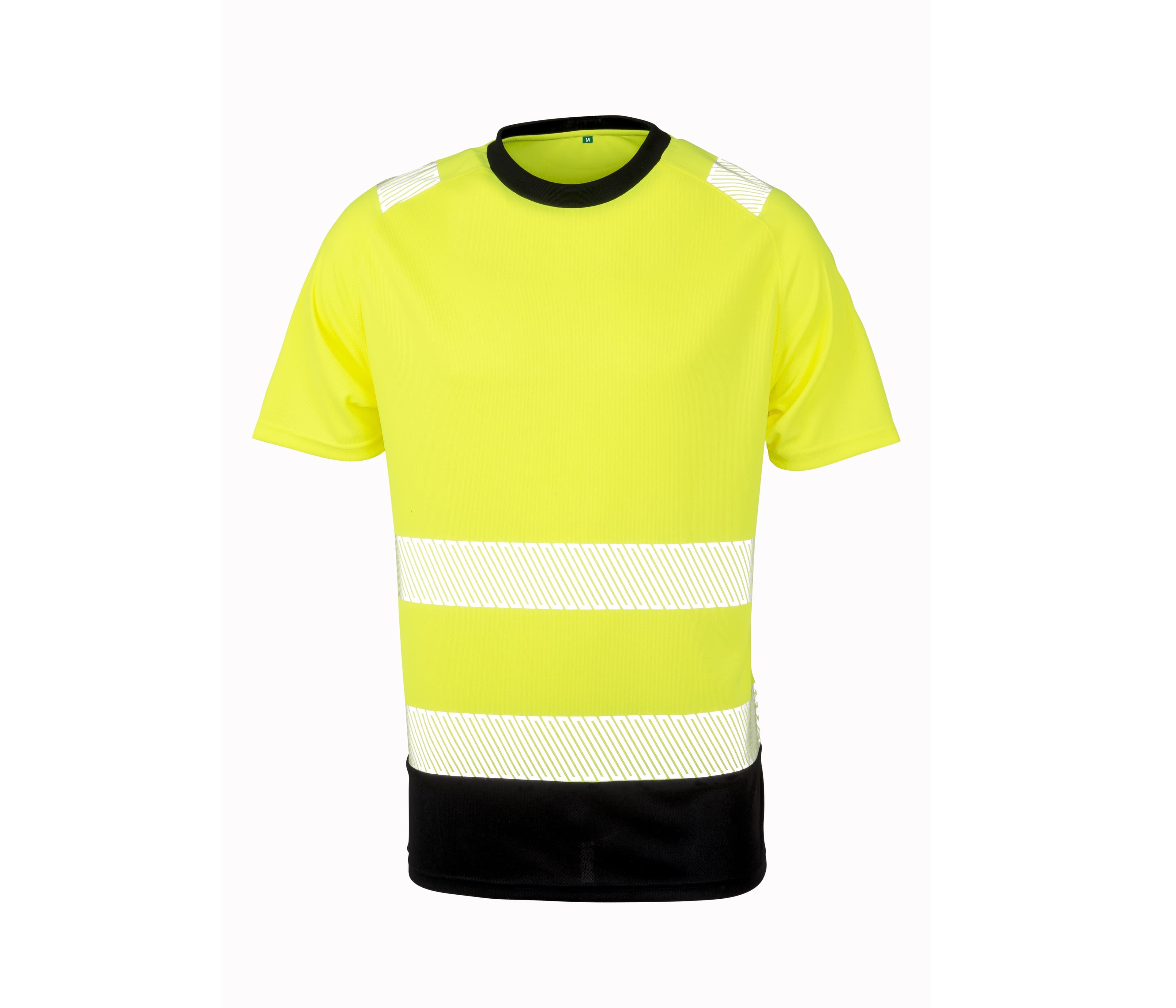 Tee-shirt haute visibilité en polyester recyclé FLUO YELLOW / BLACK