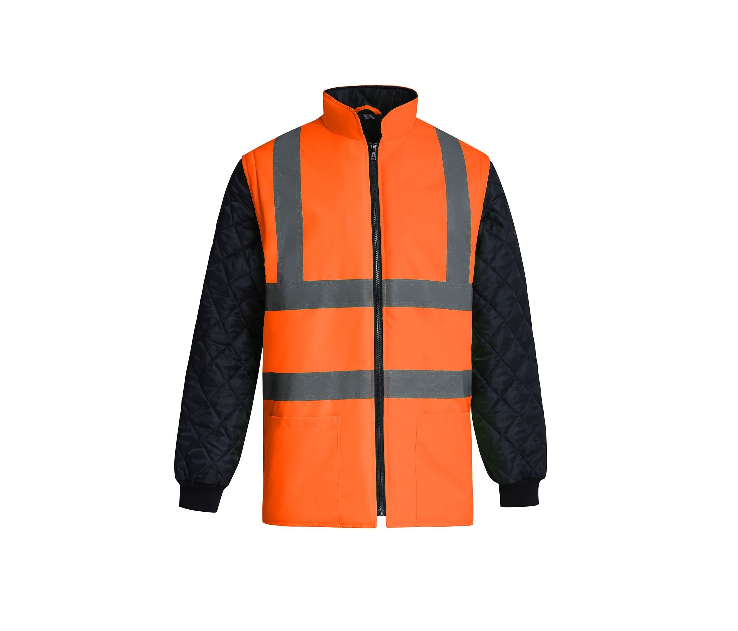 Parka matelassée avec manches détachables HI VIS ORANGE / NAVY