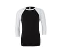 BELLA + CANVAS Tee-shirt baseball manches 3/4 BLACK / WHITE