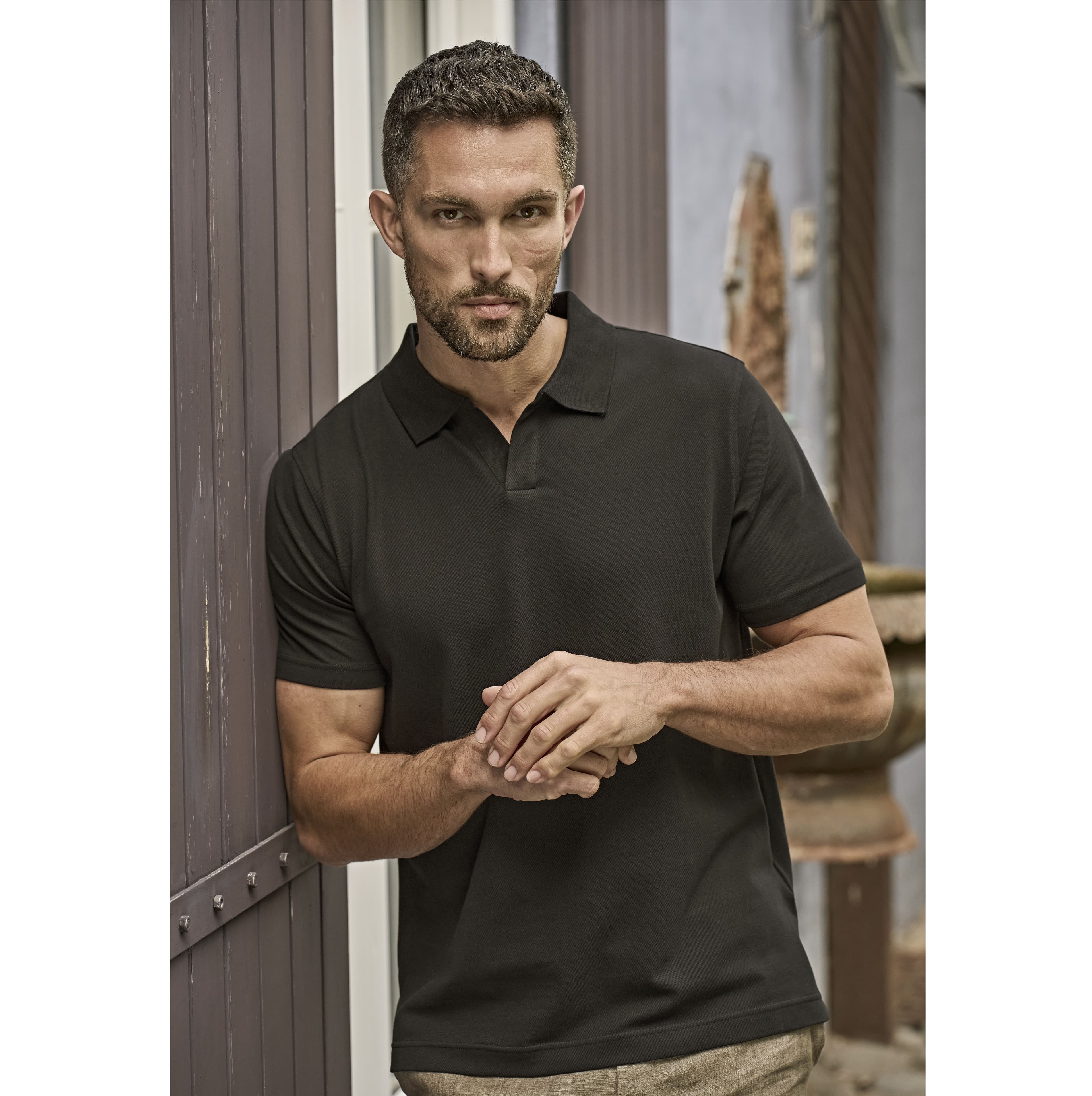 Polo stretch col V homme Bio