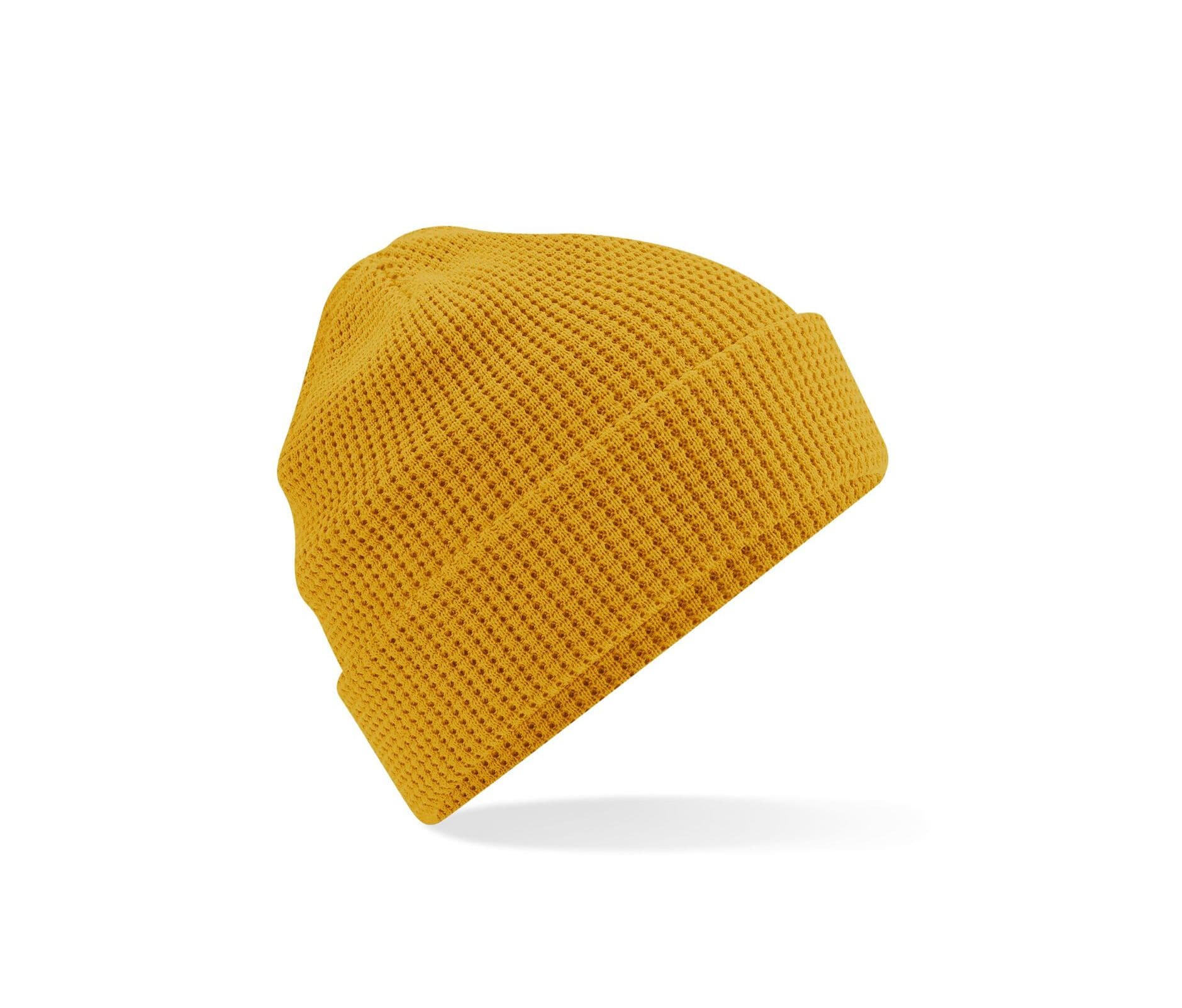 Bonnet nid d'abeille en coton organique MUSTARD
