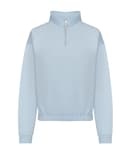 JUST HOODS Sweat court col zippé femme SKY BLUE
