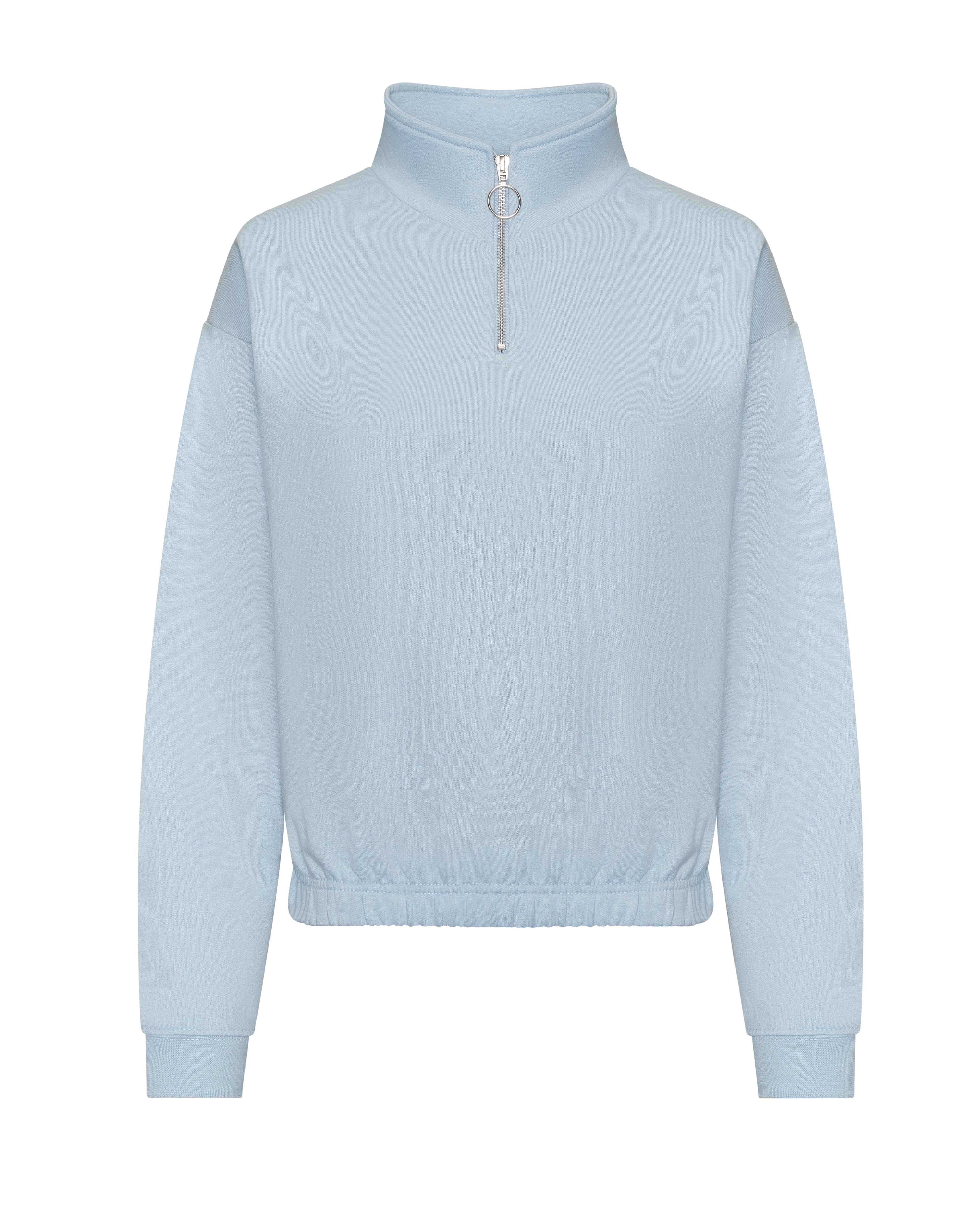 Sweat court col zippé femme SKY BLUE