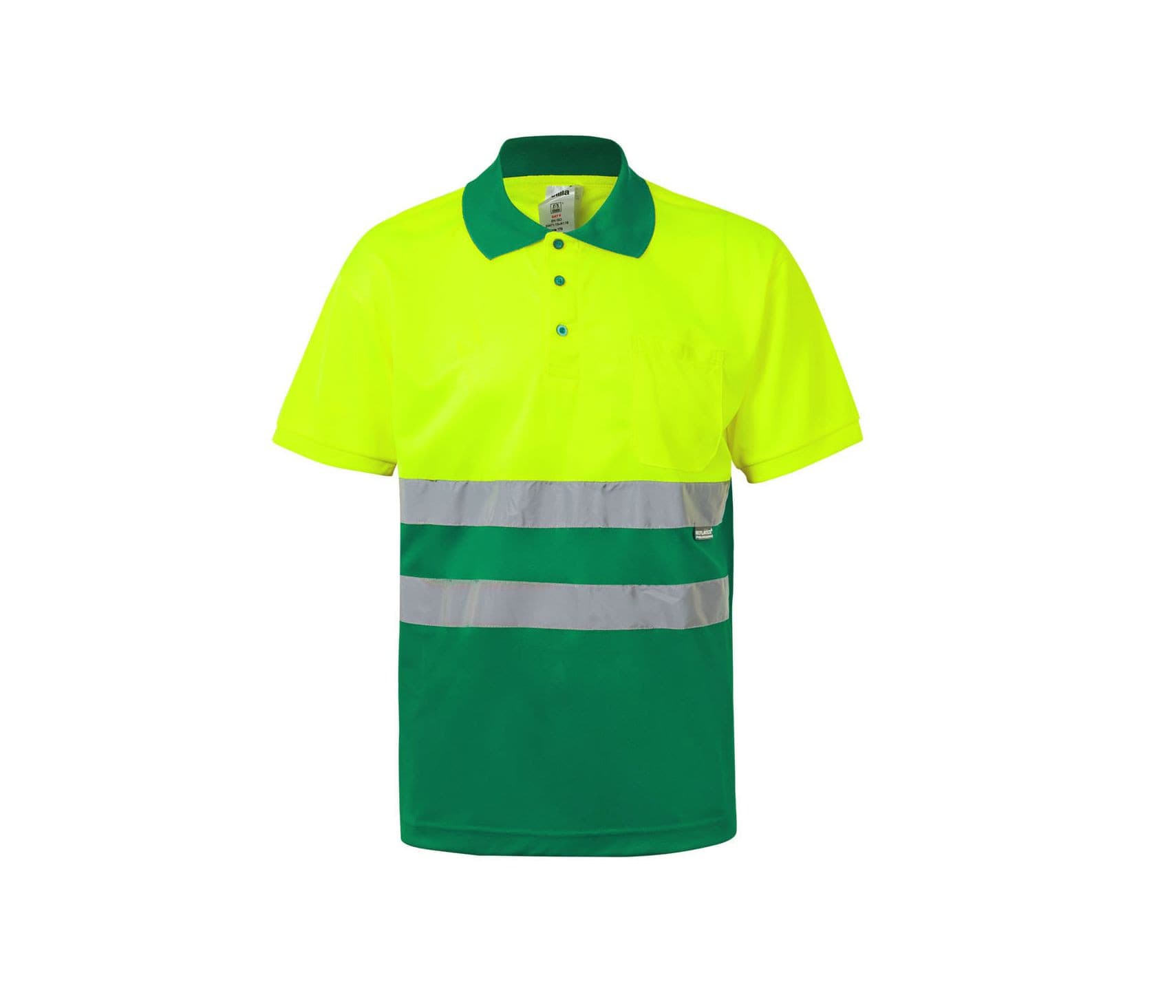 POLO BICOLORE MANCHES COURTES HAUTE VISIBILITÉ FLUO YELLOW / GREEN