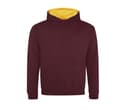 JUST HOODS Sweat enfant capuche contrastée BURGUNDY / GOLD