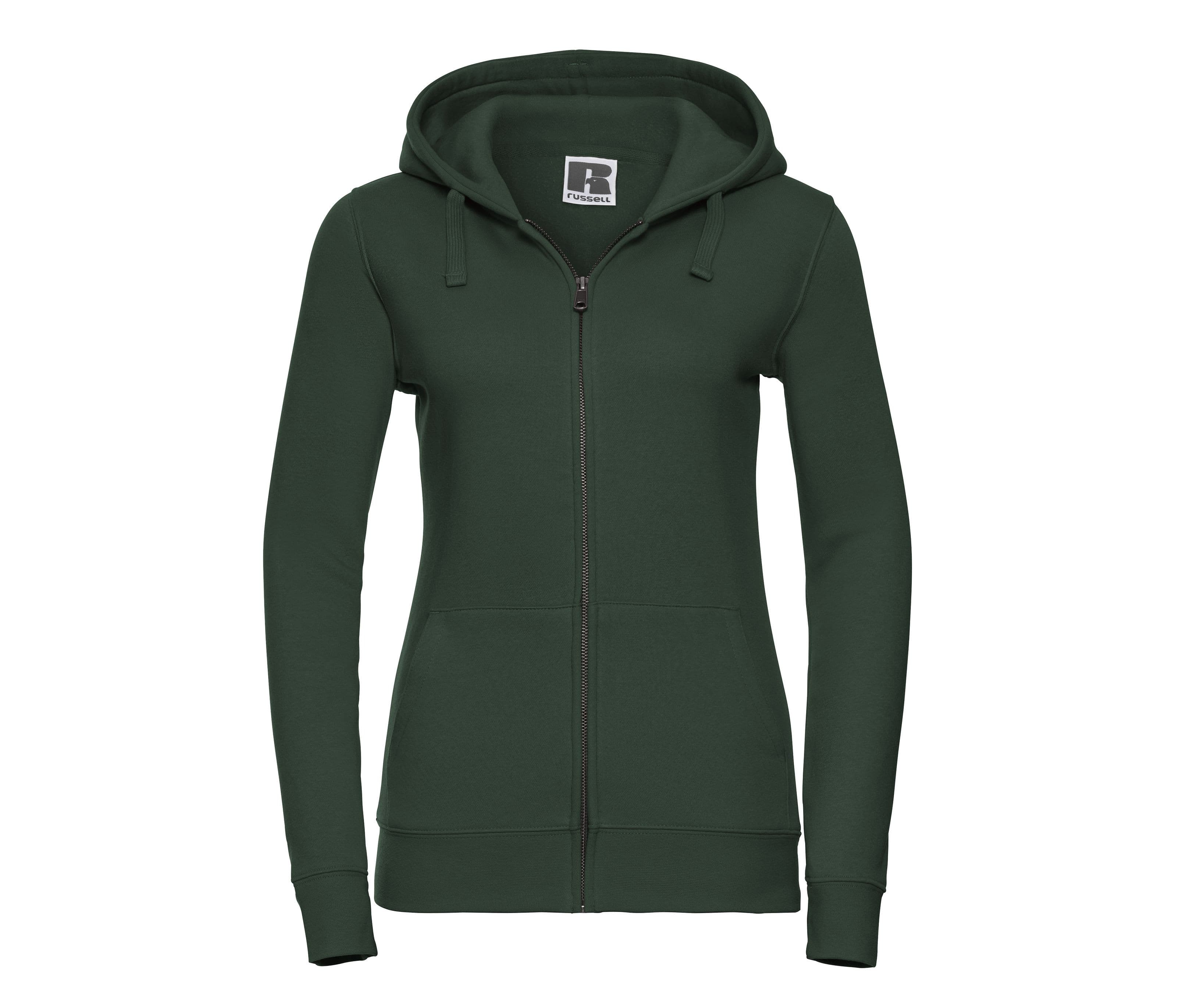 Sweat zippé femme capuche BOTTLE GREEN