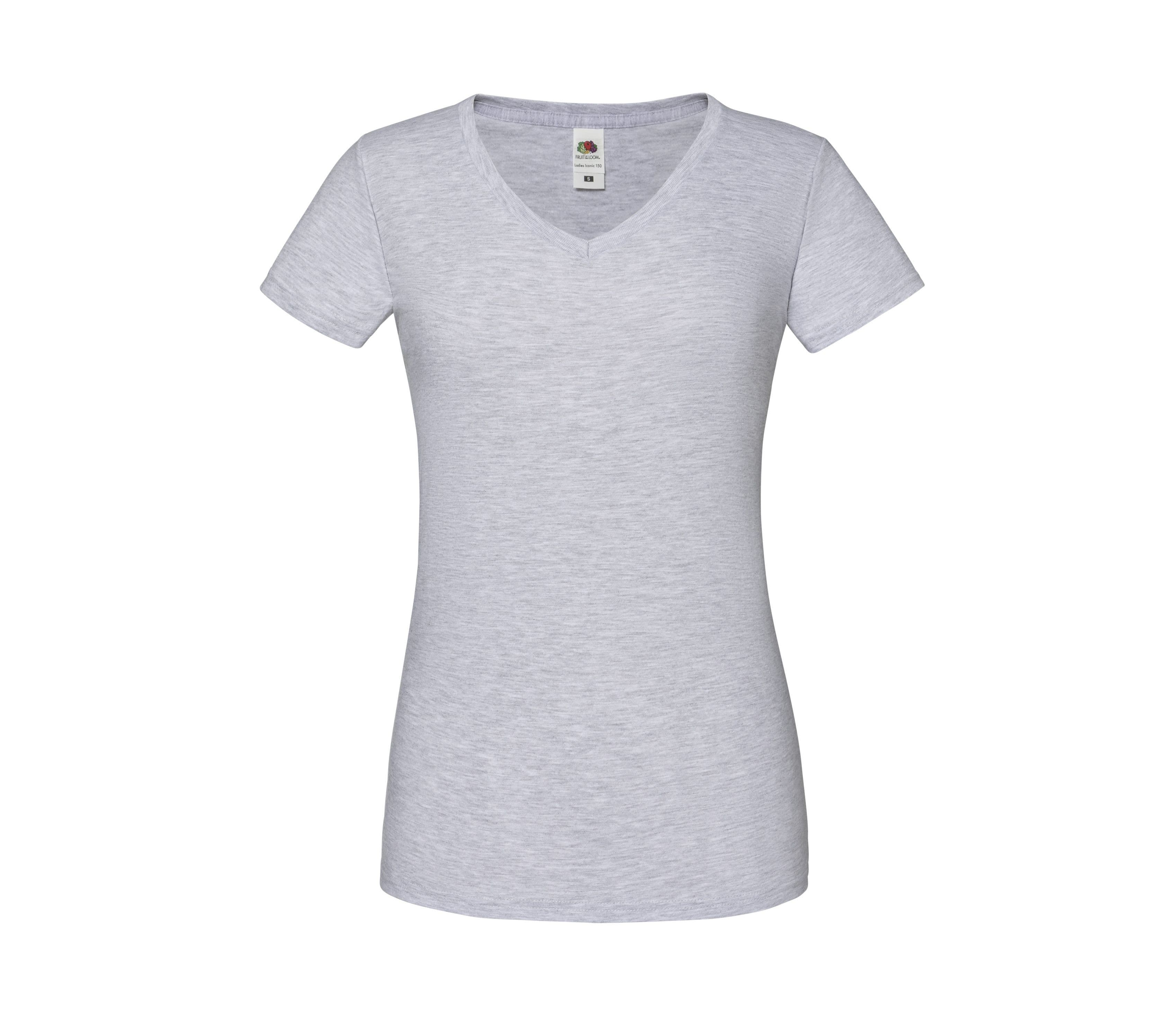Tee-shirt femme col V HEATHER GREY