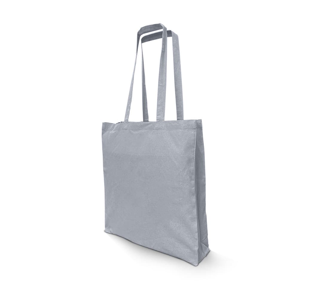 Sac shopping en coton recyclé avec soufflet HEATHER LIGHT GREY