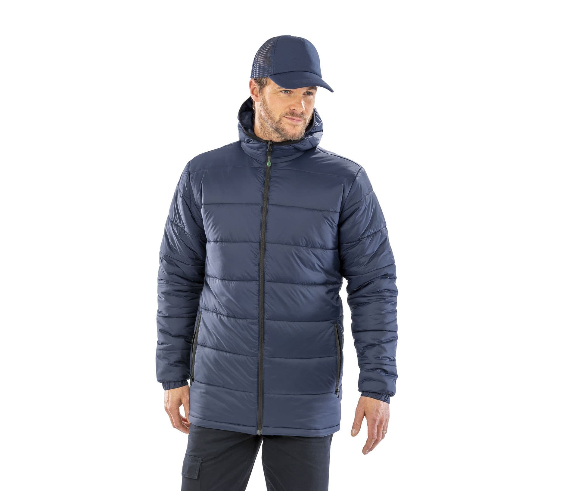 Doudoune à capuche en nylon & polyester recyclé