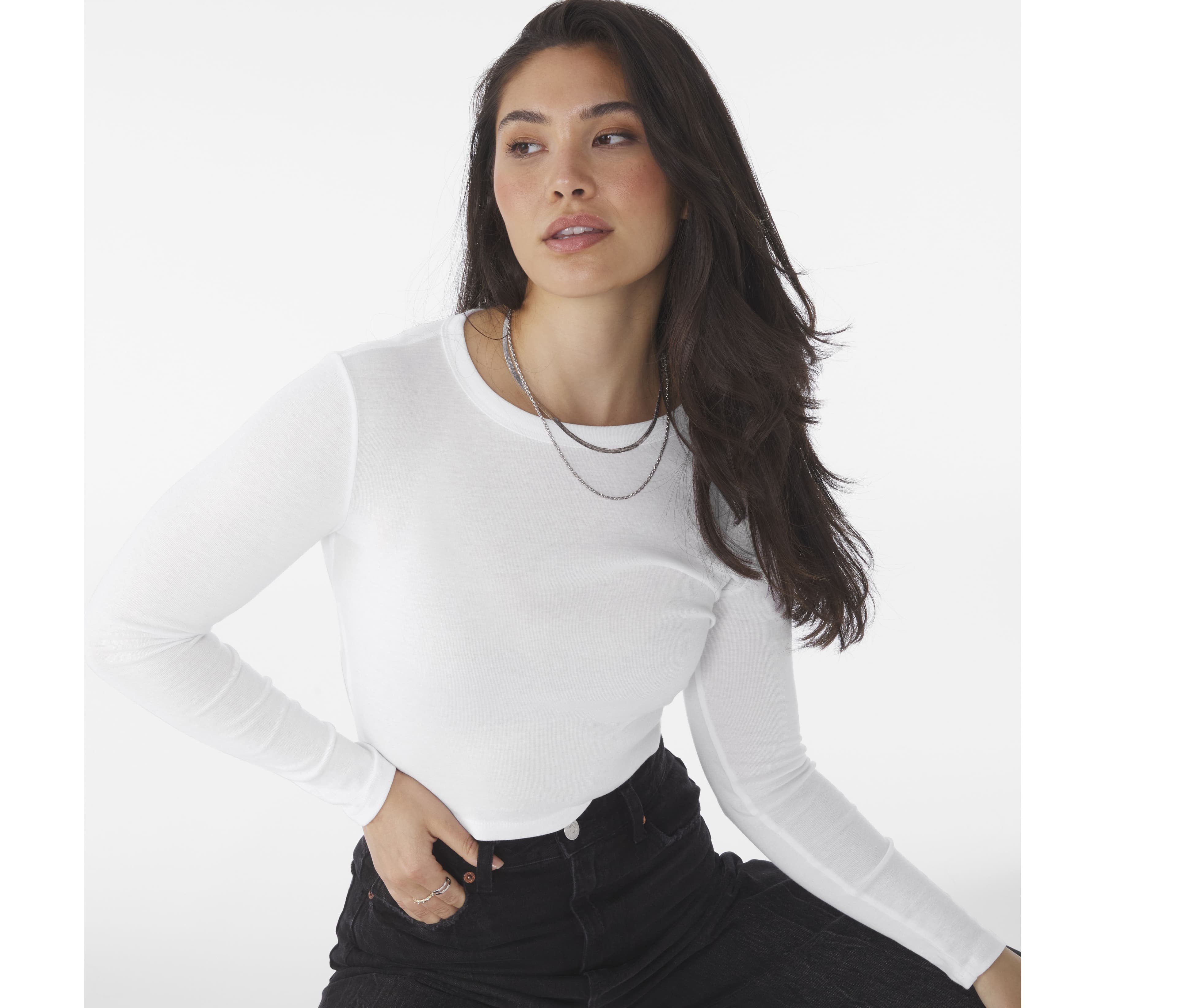 Tee-shirt court manches longues femme