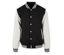 BUILD YOUR BRAND Veste baseball en simili cuir BLACK/WHITE