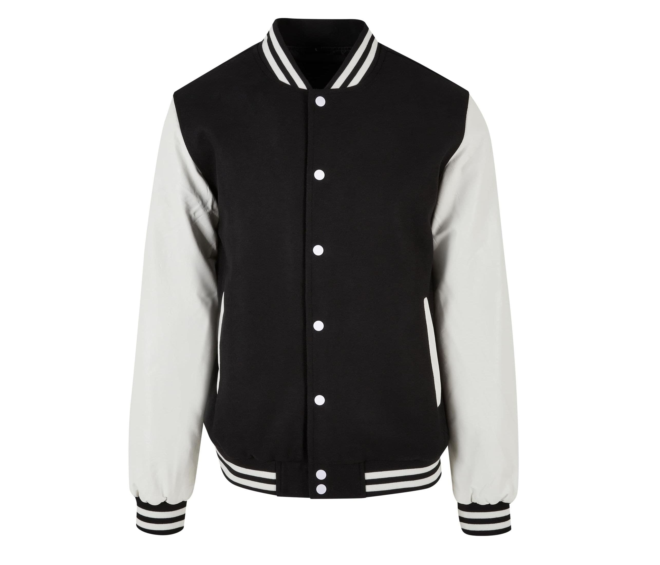 Veste baseball en simili cuir BLACK/WHITE