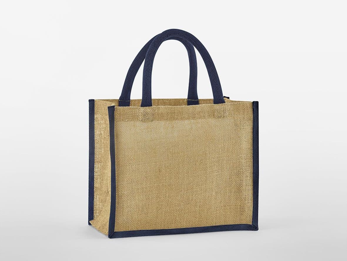 Petit sac shopping en toile de jute NATURAL / FRENCH NAVY