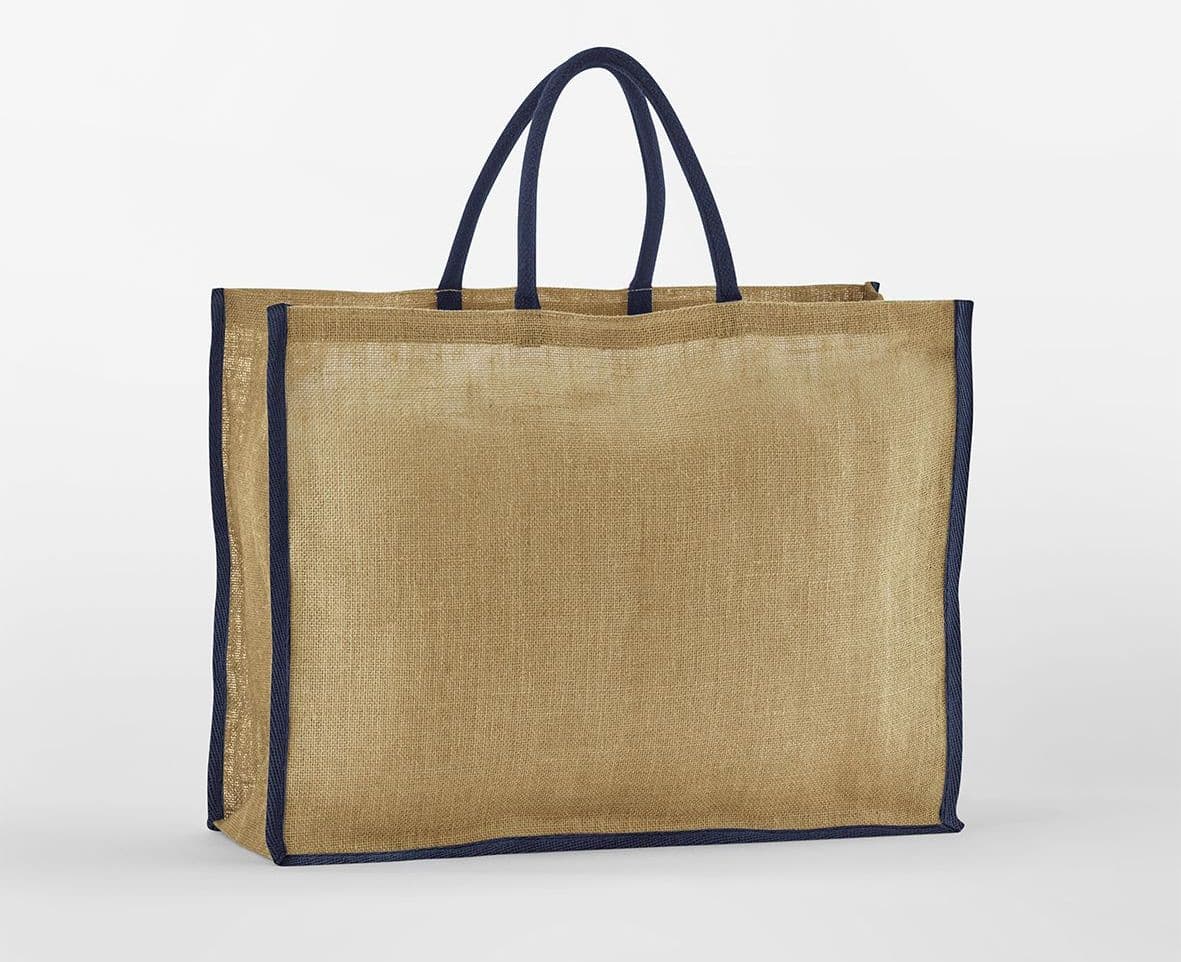 Grand sac shopping en toile de jute NATURAL / FRENCH NAVY