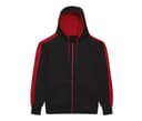 JUST HOODS Sweat de sport zippé JET BLACK/FIRE RED