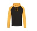 JUST HOODS Sweat baseball JET BLACK/GOLD