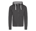 JUST HOODS Sweat zippé lourd CHARCOAL