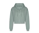 JUST HOODS Sweat court zippé femme DUSTY GREEN