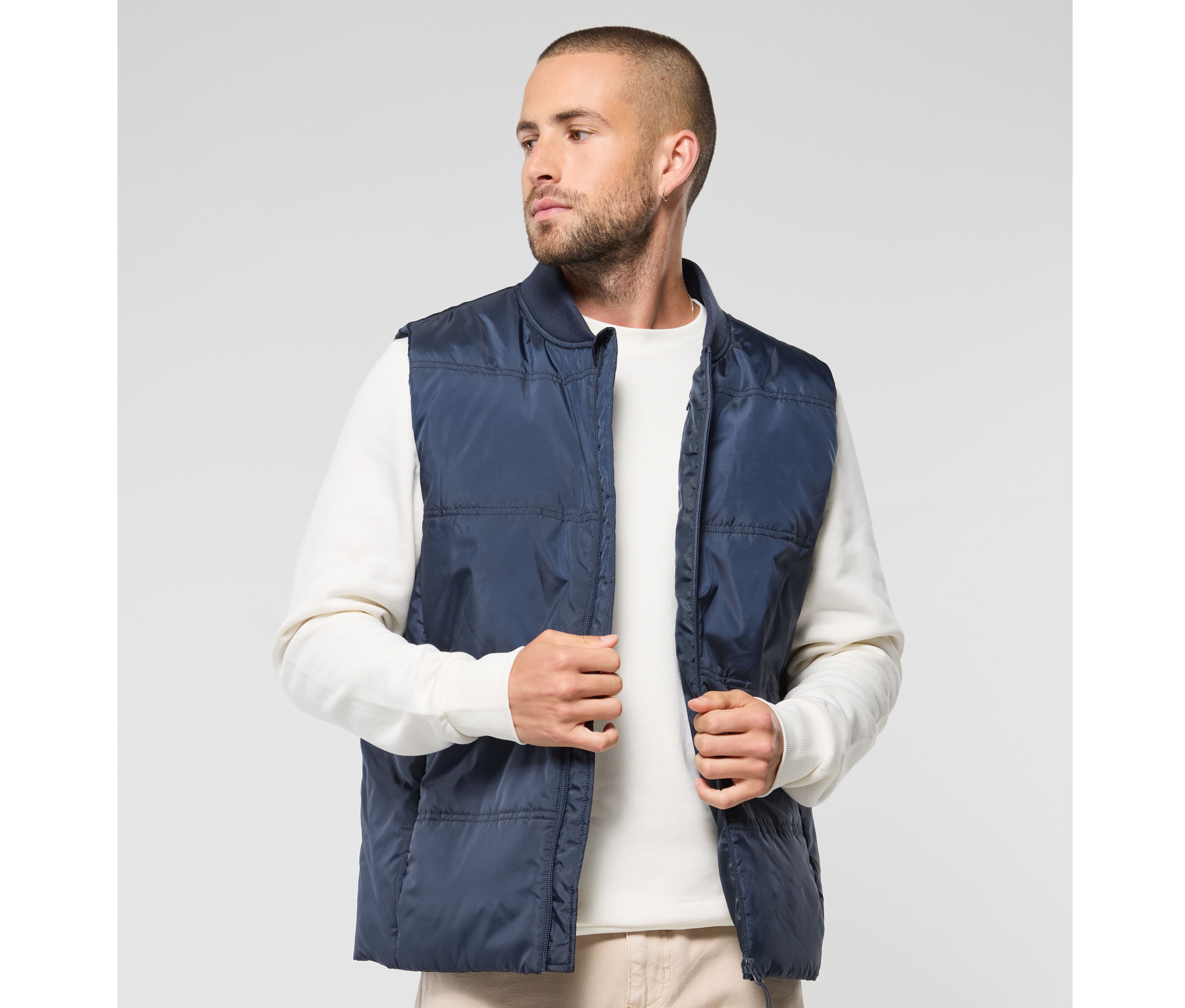 Bodywarmer unisexe avec bord côte au col