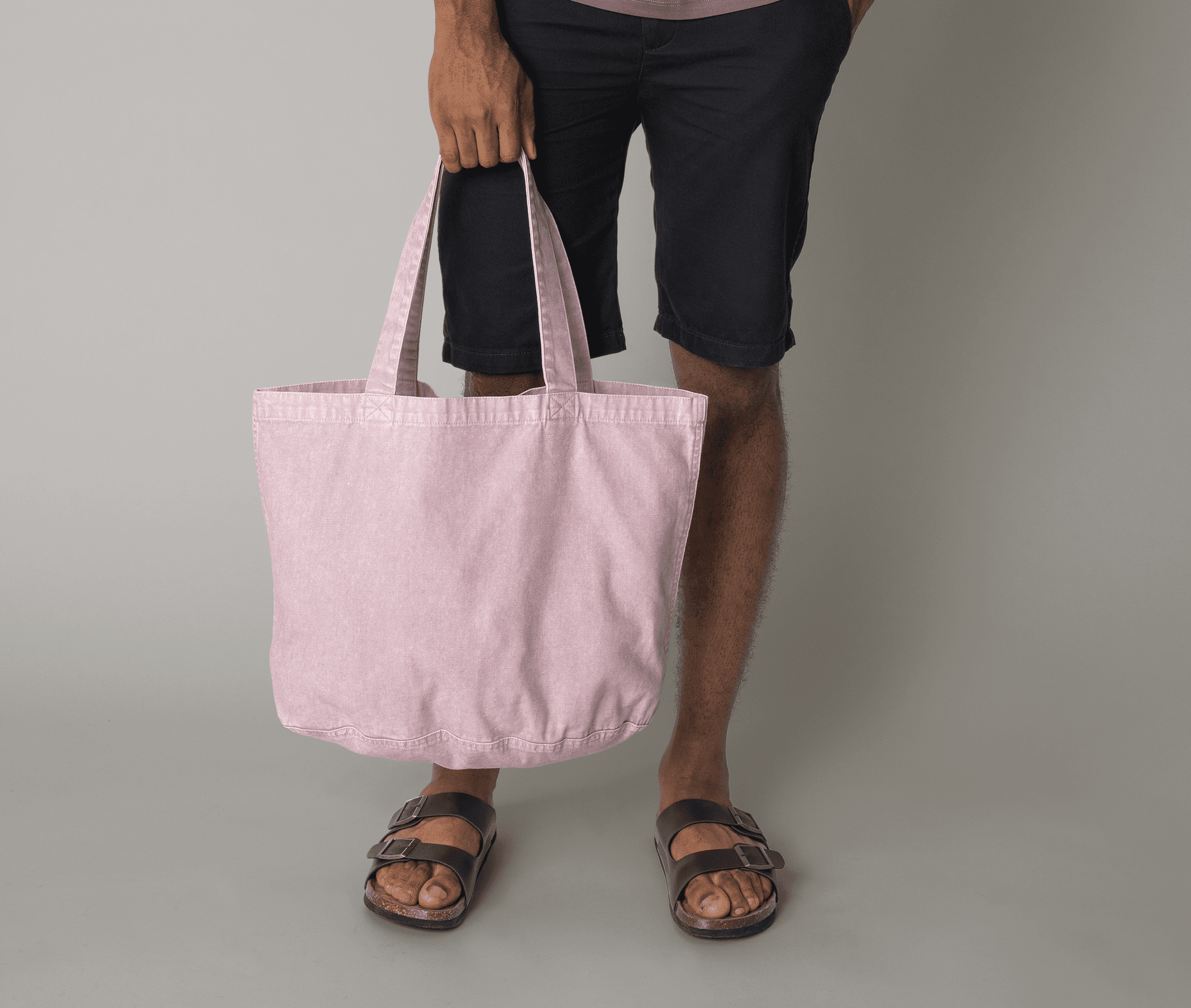 Sac shopping ovale en coton recyclé délavé