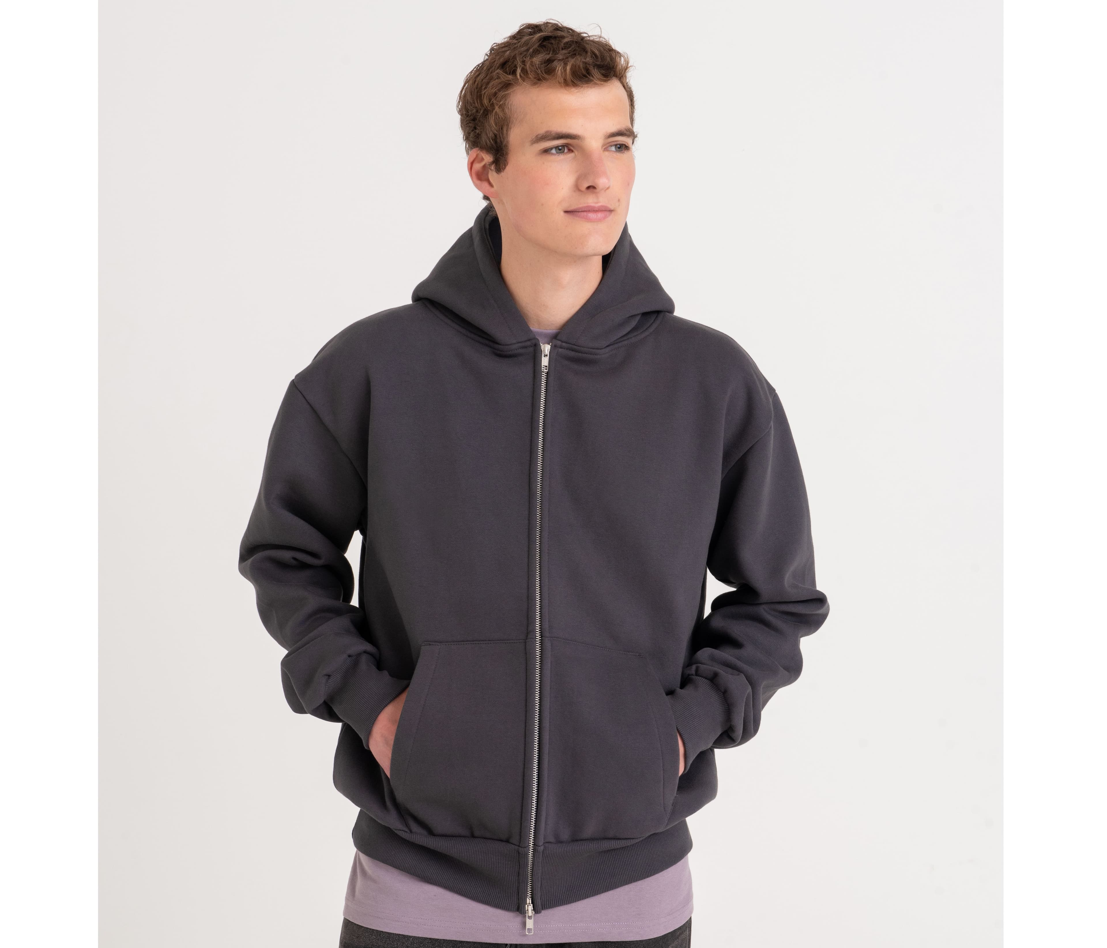 Sweat capuche zippé lourd