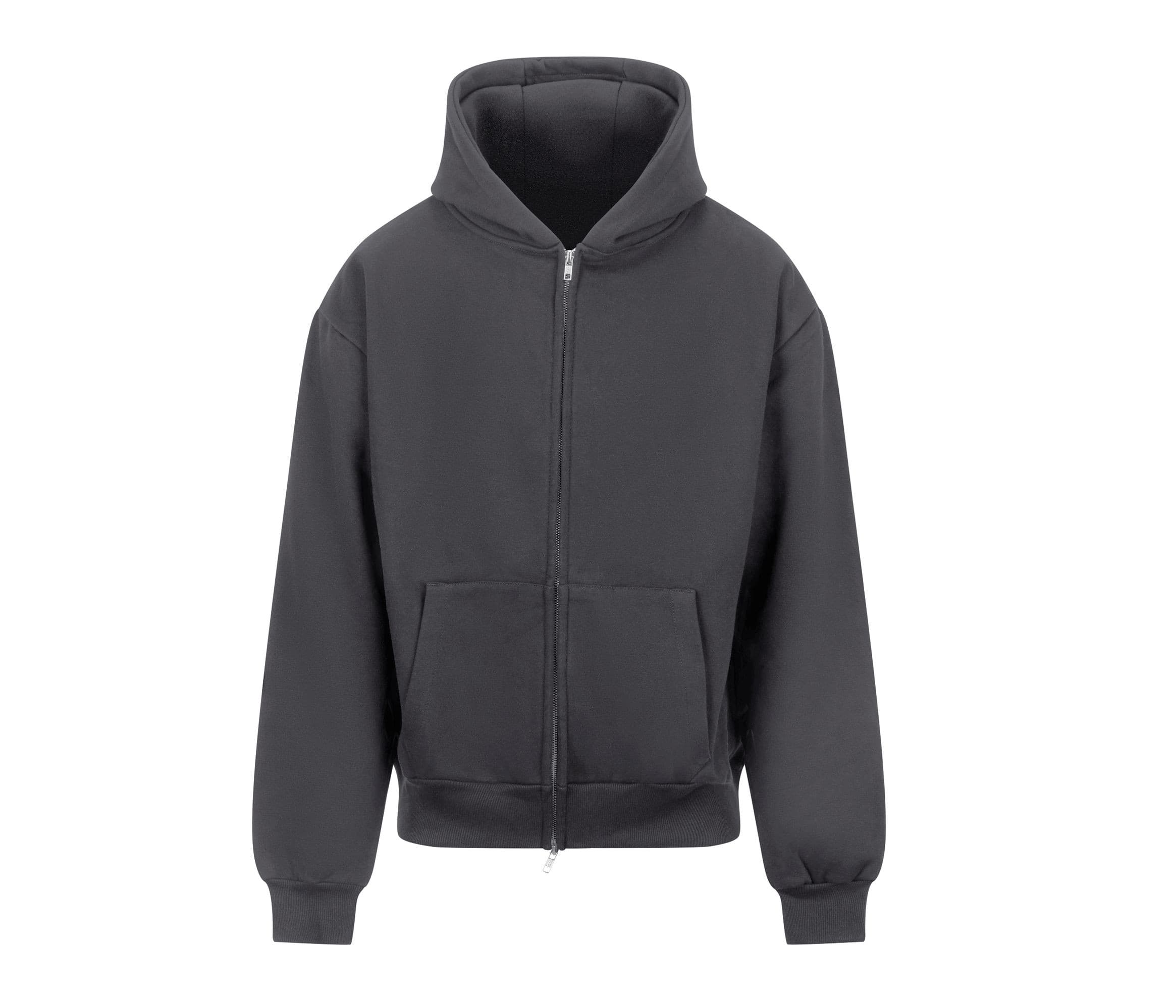 Sweat capuche zippé lourd SOLID CHARCOAL