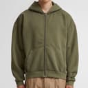 BUILD YOUR BRAND Sweat capuche zippé lourd délavé WARM KHAKI
