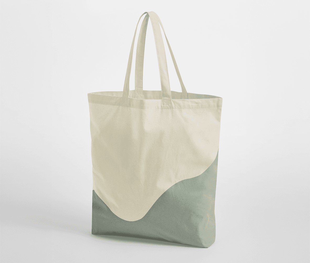 Sac shopping imprimé vague NATURAL/DUSTY GREEN