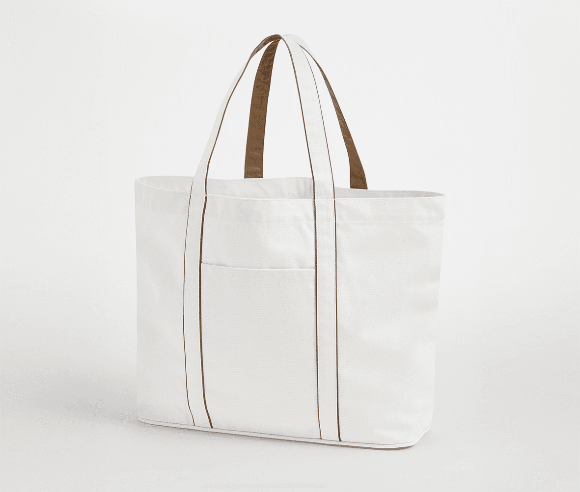 Grand sac shopping fermeture magnétique SOFT WHITE/CARAMEL