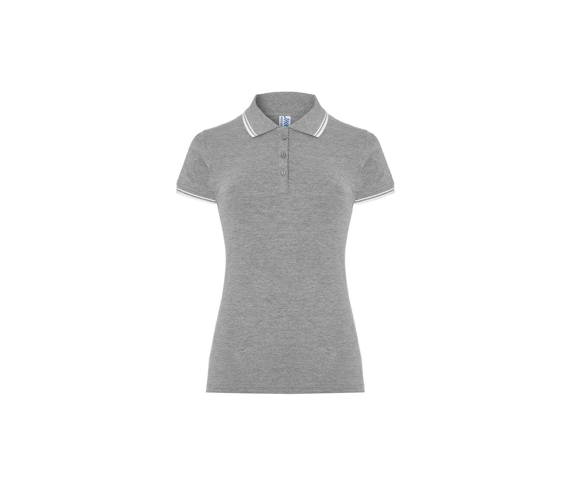 Polo femme piqué GREY MELANGE/WHITE