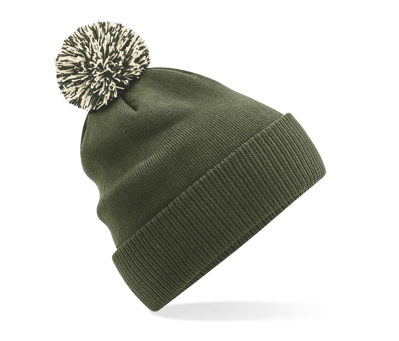 Bonnet avec pompon OLIVE GREEN / OATMEAL