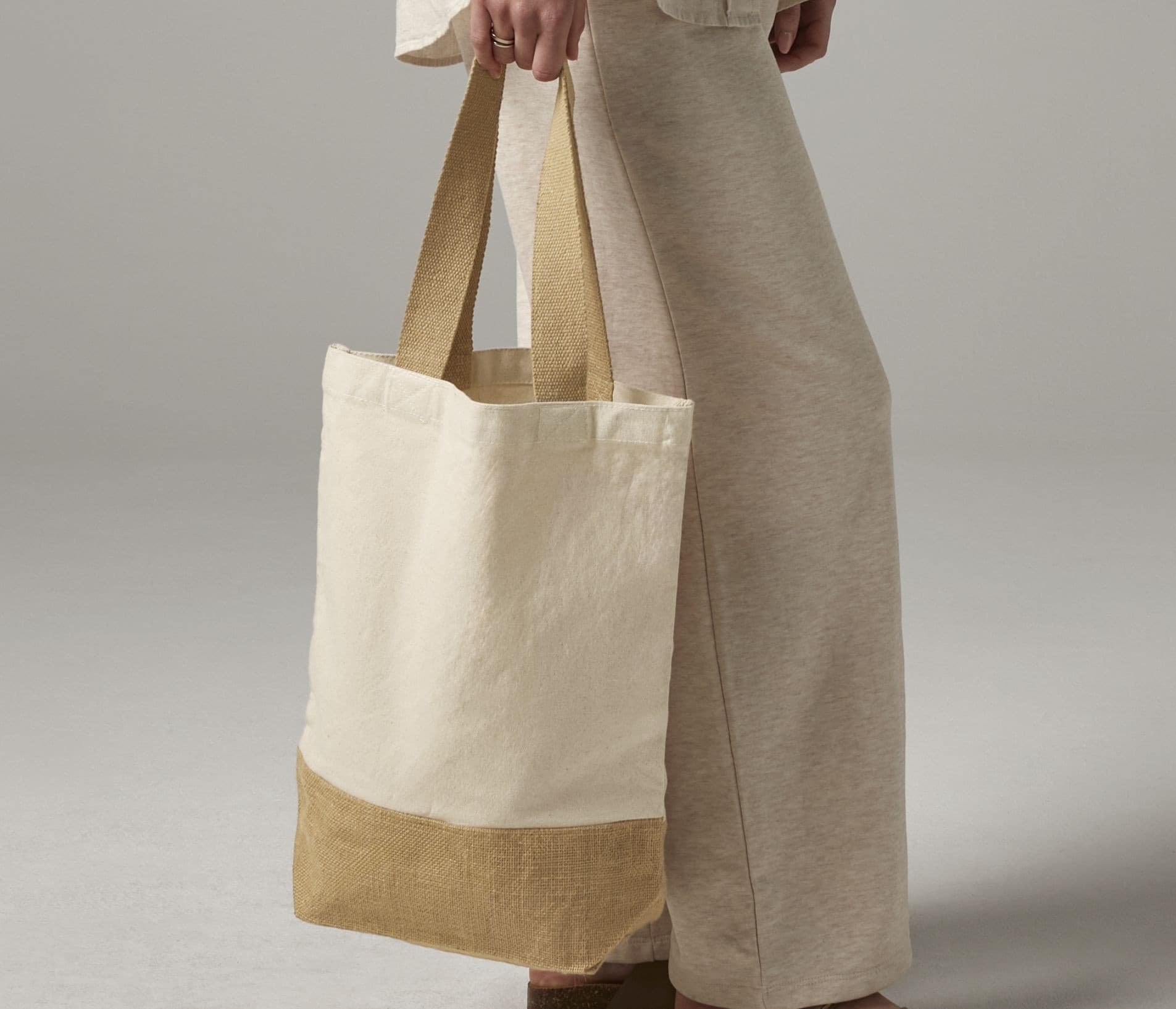 Sac shopper coton/toile de jute