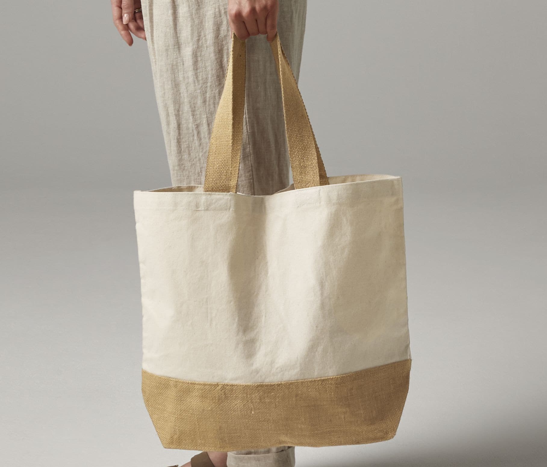 Sac shopping coton/toile de jute