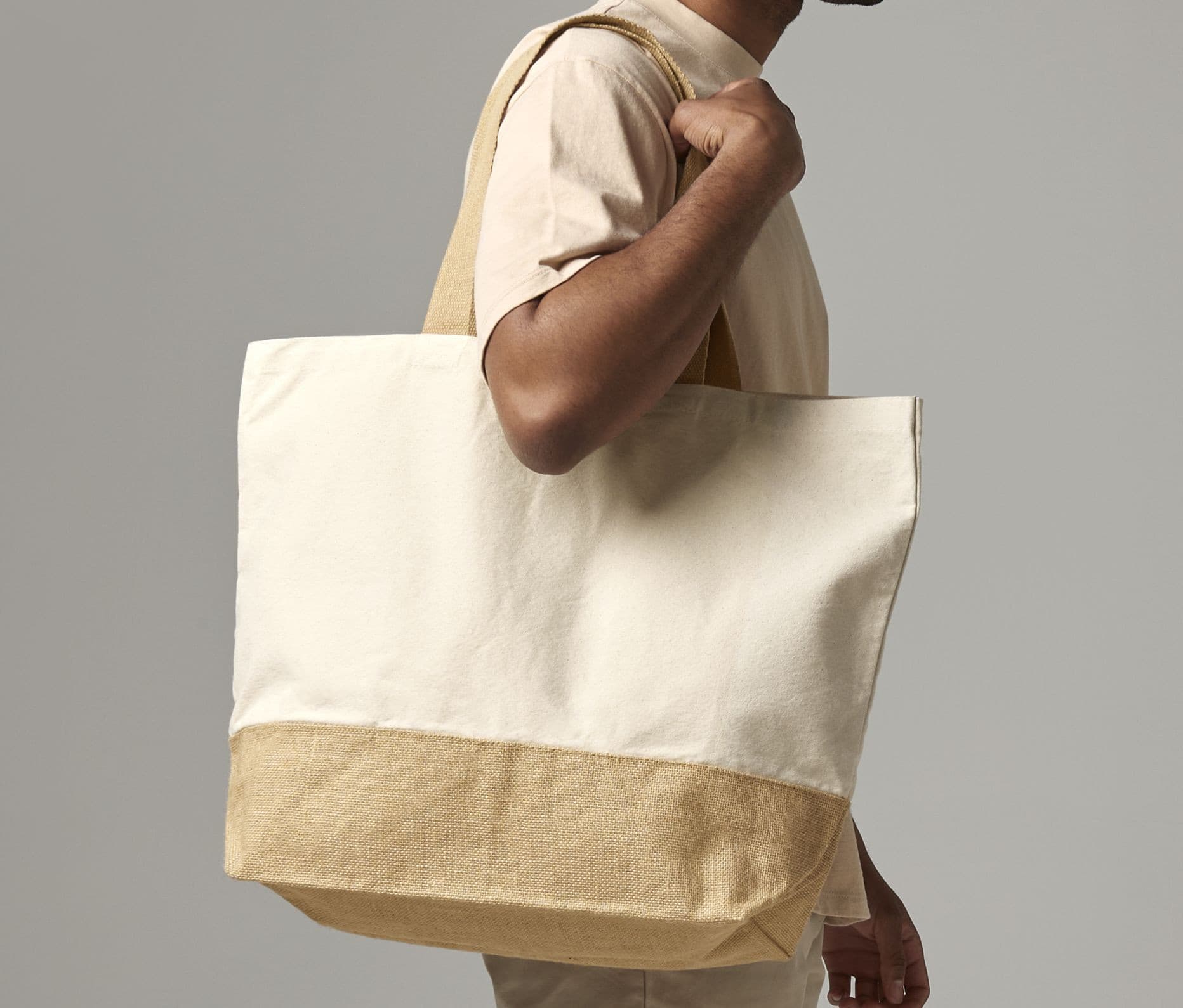 Sac shopping XL coton/toile de jute
