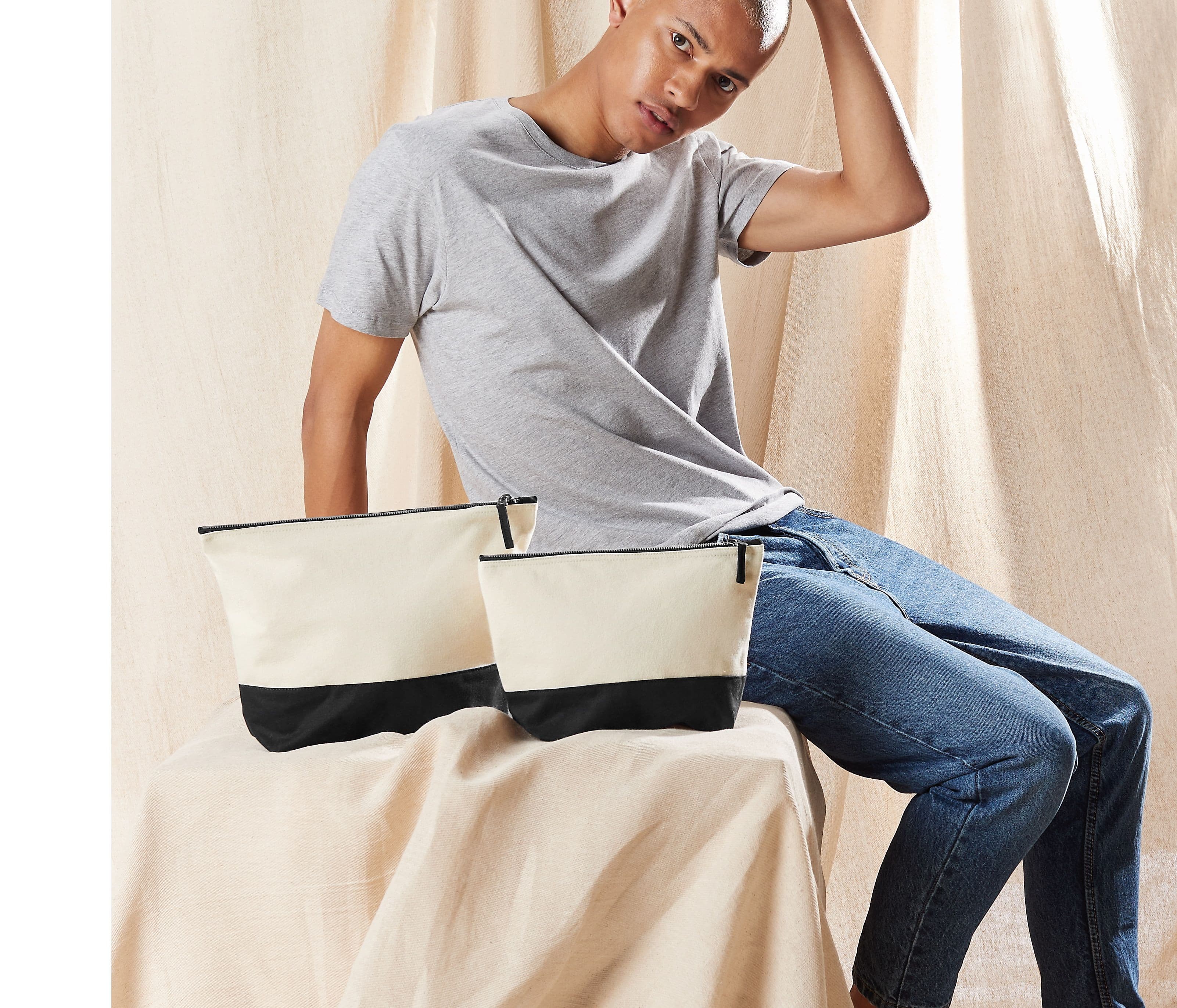 Pochette bicolore en coton