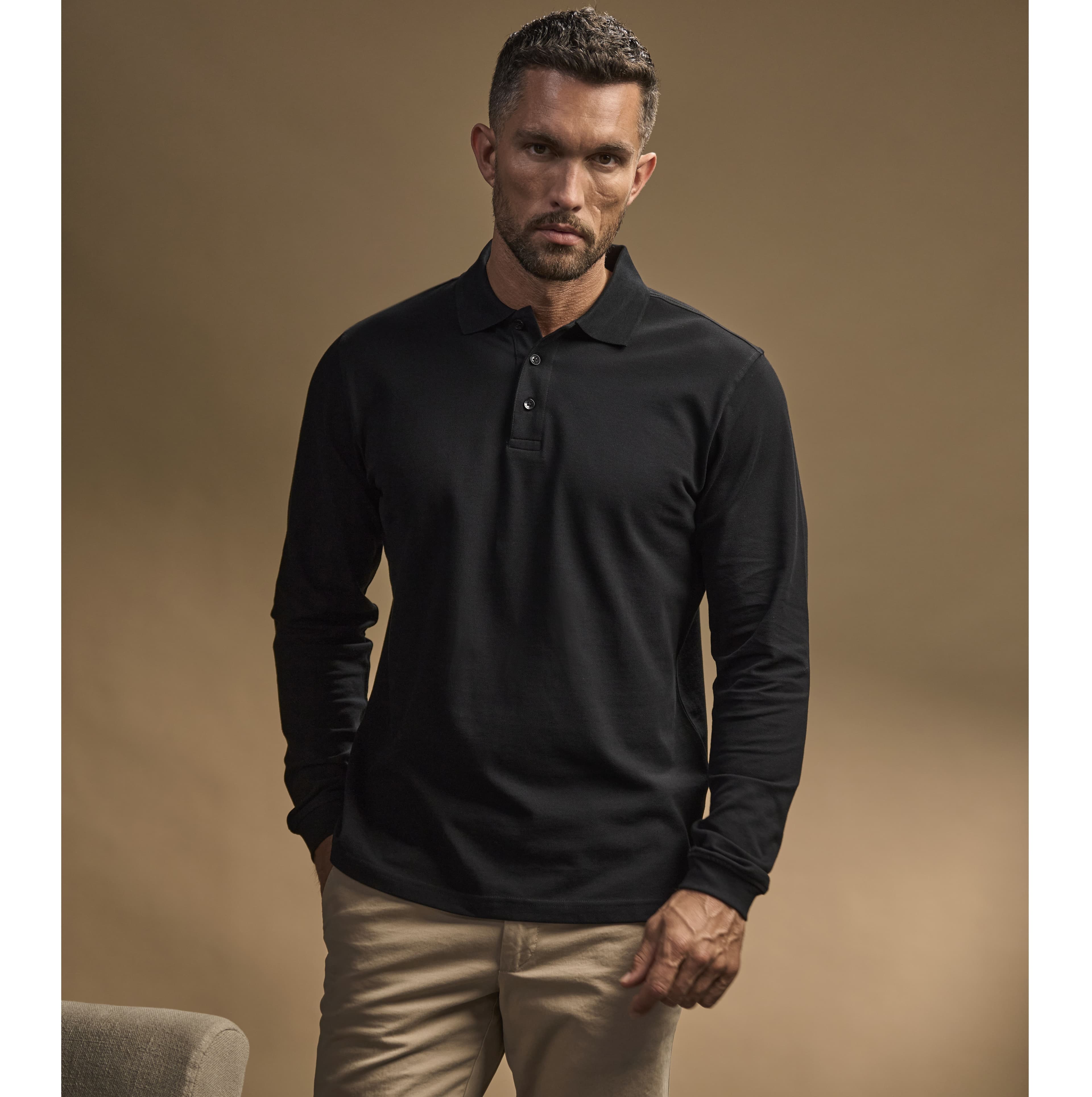 Polo stretch manches longues homme