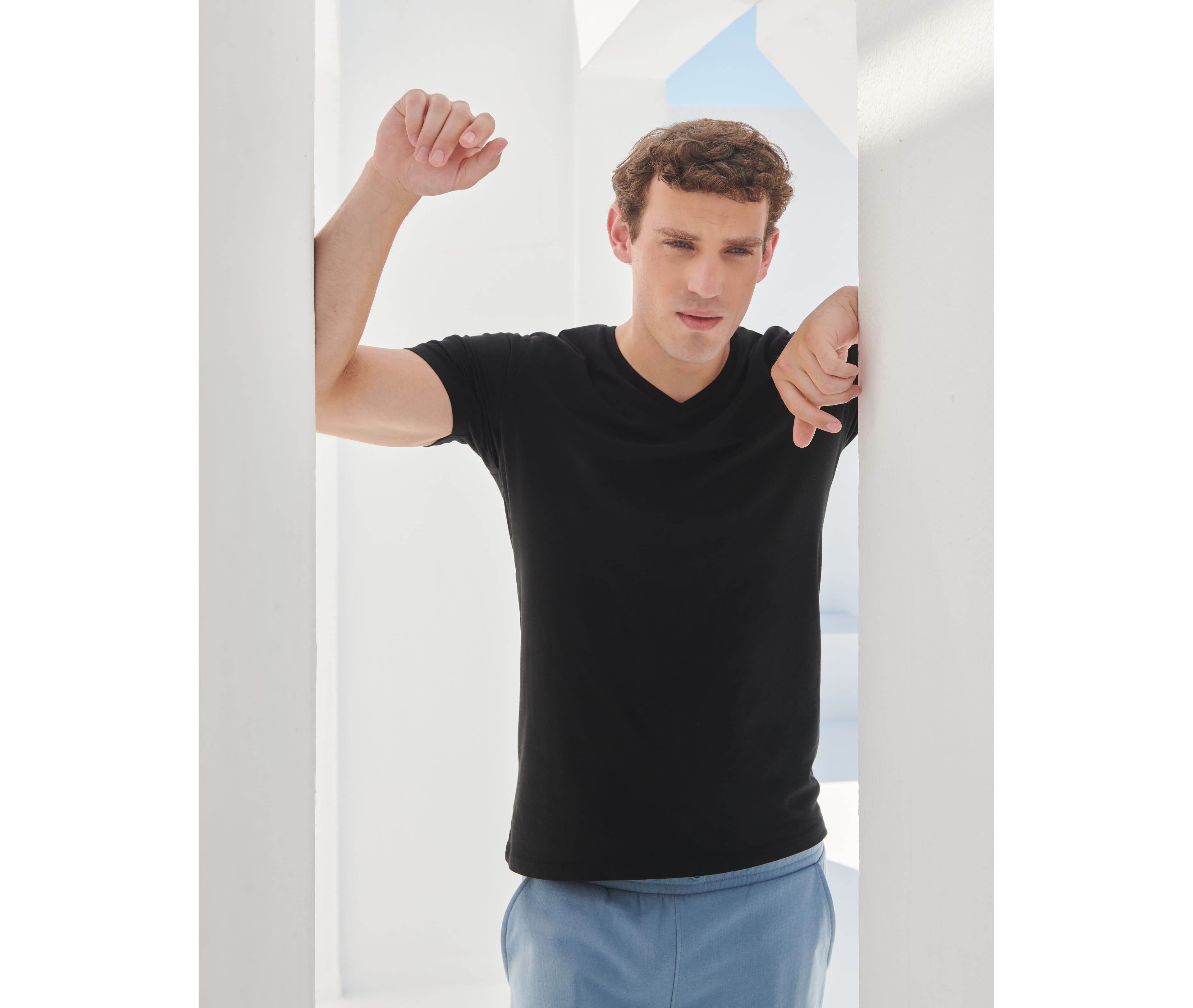Tee-shirt stretch col V homme