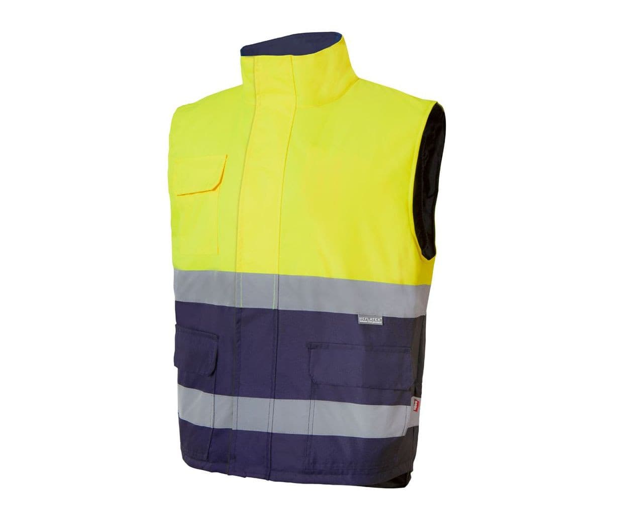 BODYWARMER MATELASSÉ BICOLORE HAUTE VISIBILITÉ FLUO YELLOW / NAVY