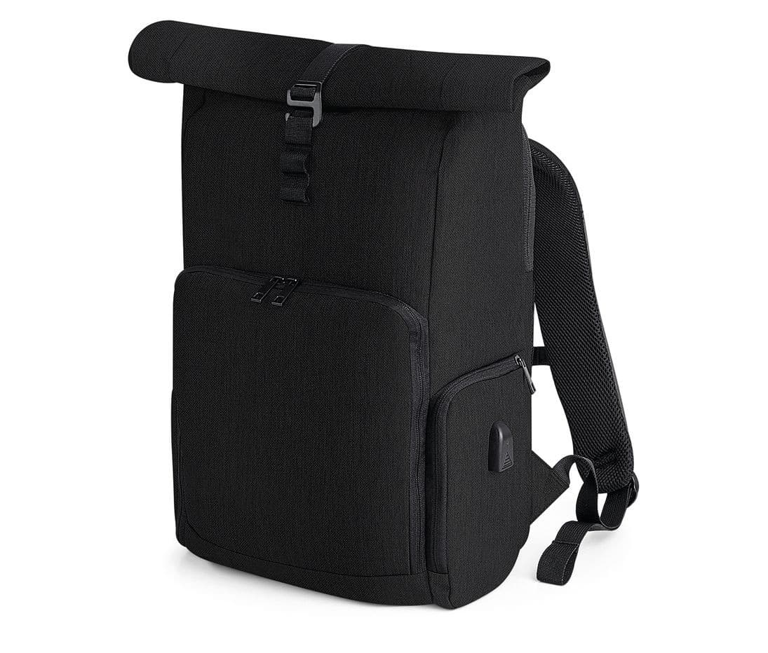 Sac à dos avec rabat enroulable et chargeur Q-Tech BLACK