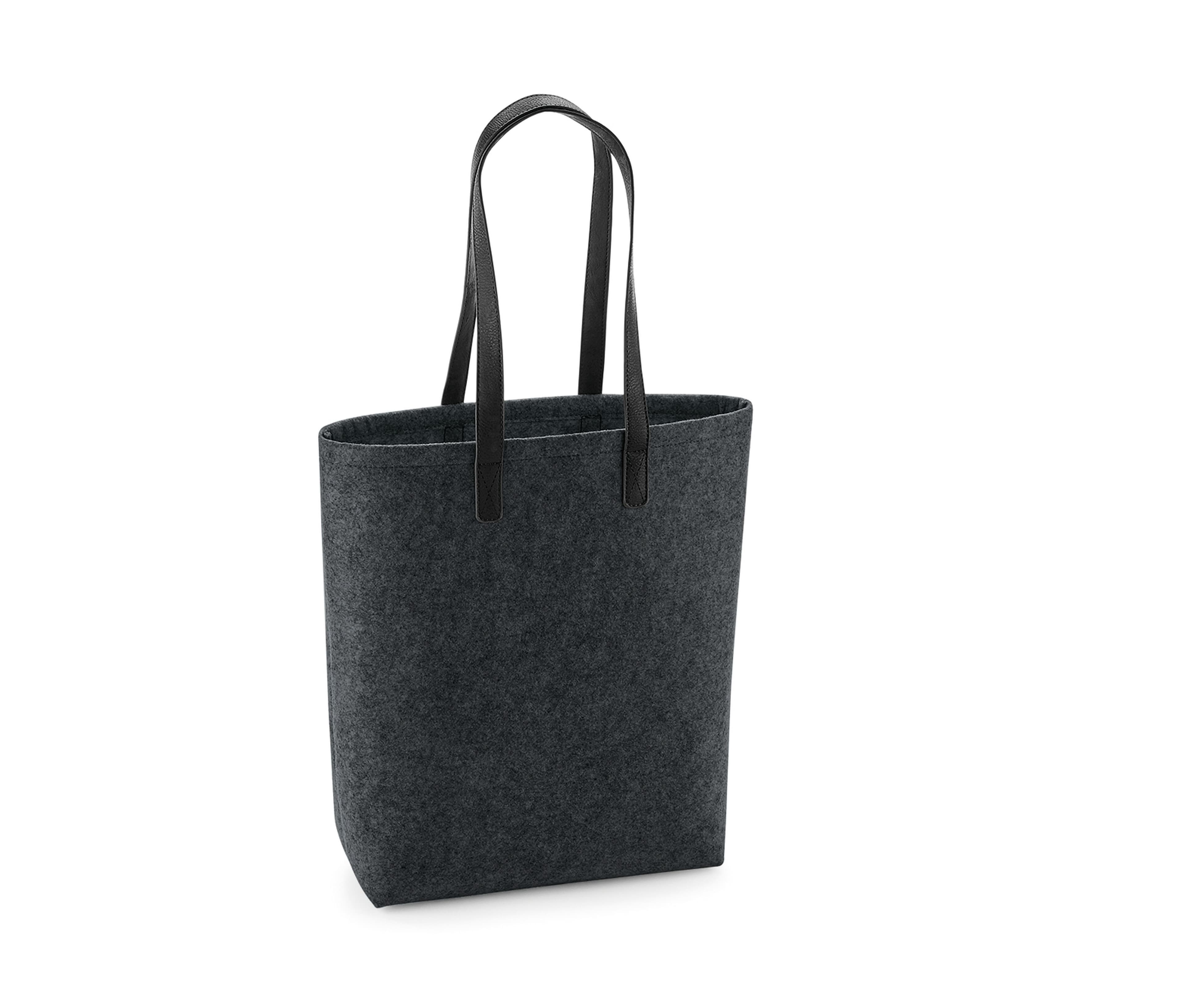 Sac shopping en polyester feutrine CHARCOAL MELANGE/BLACK