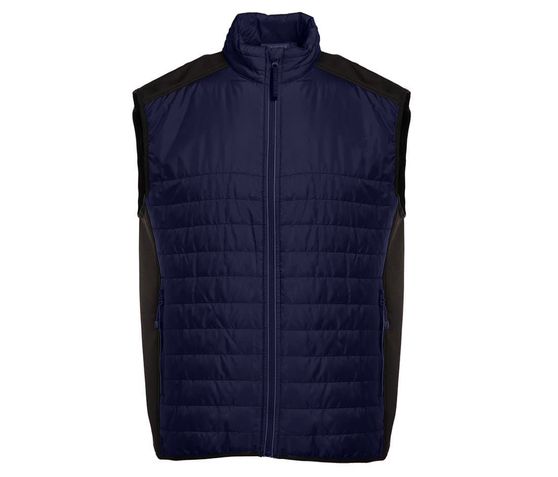 Bodywarmer bi-matière matelassé NAVY/BLACK