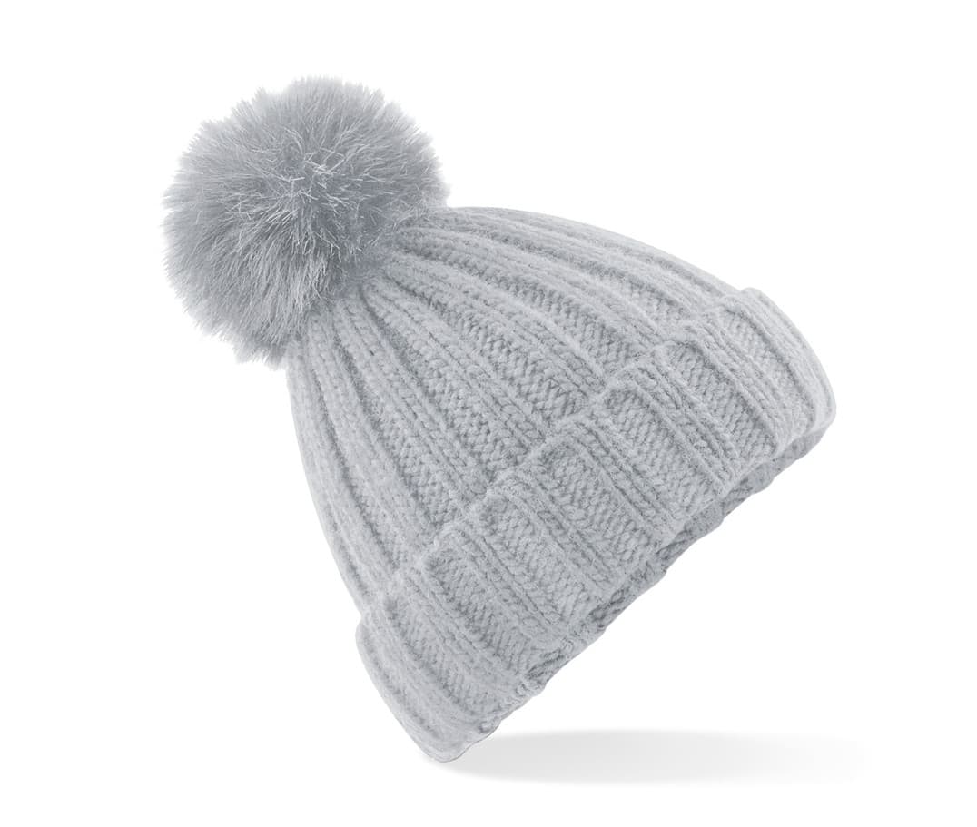 Bonnet Verbier grosse maille Pop Pom LIGHT GREY