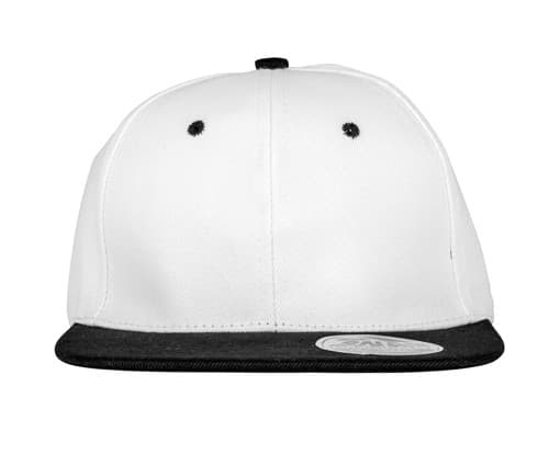 Casquette 6 pans visière plate WHITE/BLACK