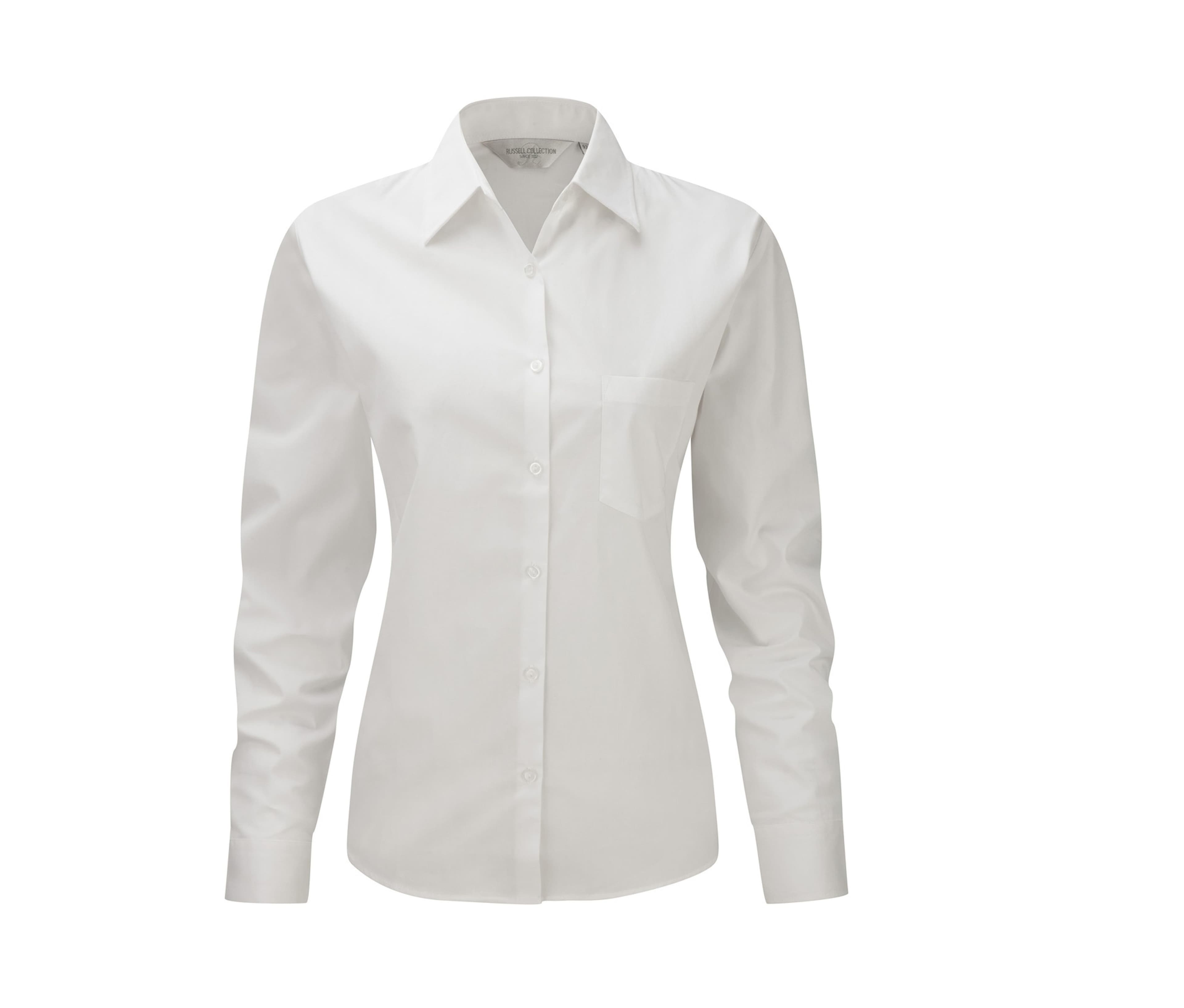 LADIES' LONG SLEEVE CLASSIC PURE COTTON POPLIN SHIRT WHITE