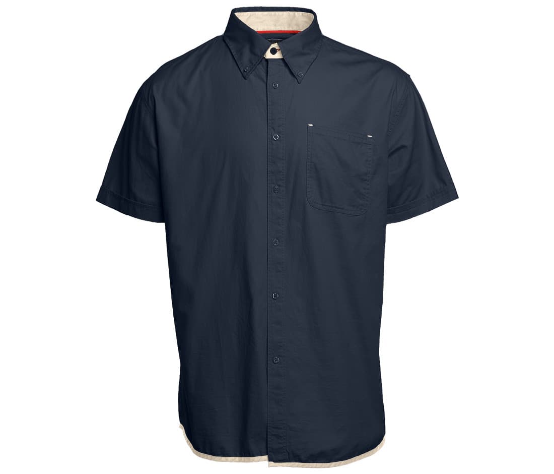 Chemise coton manches courtes NAVY/BEIGE