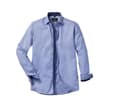 RUSSELL COLLECTION MEN'S LONG SLEEVE TAILORED CONTRAST HERRINGBONE SHIRT LIGHT BLUE/MID BLUE/BRIGHT NAVY