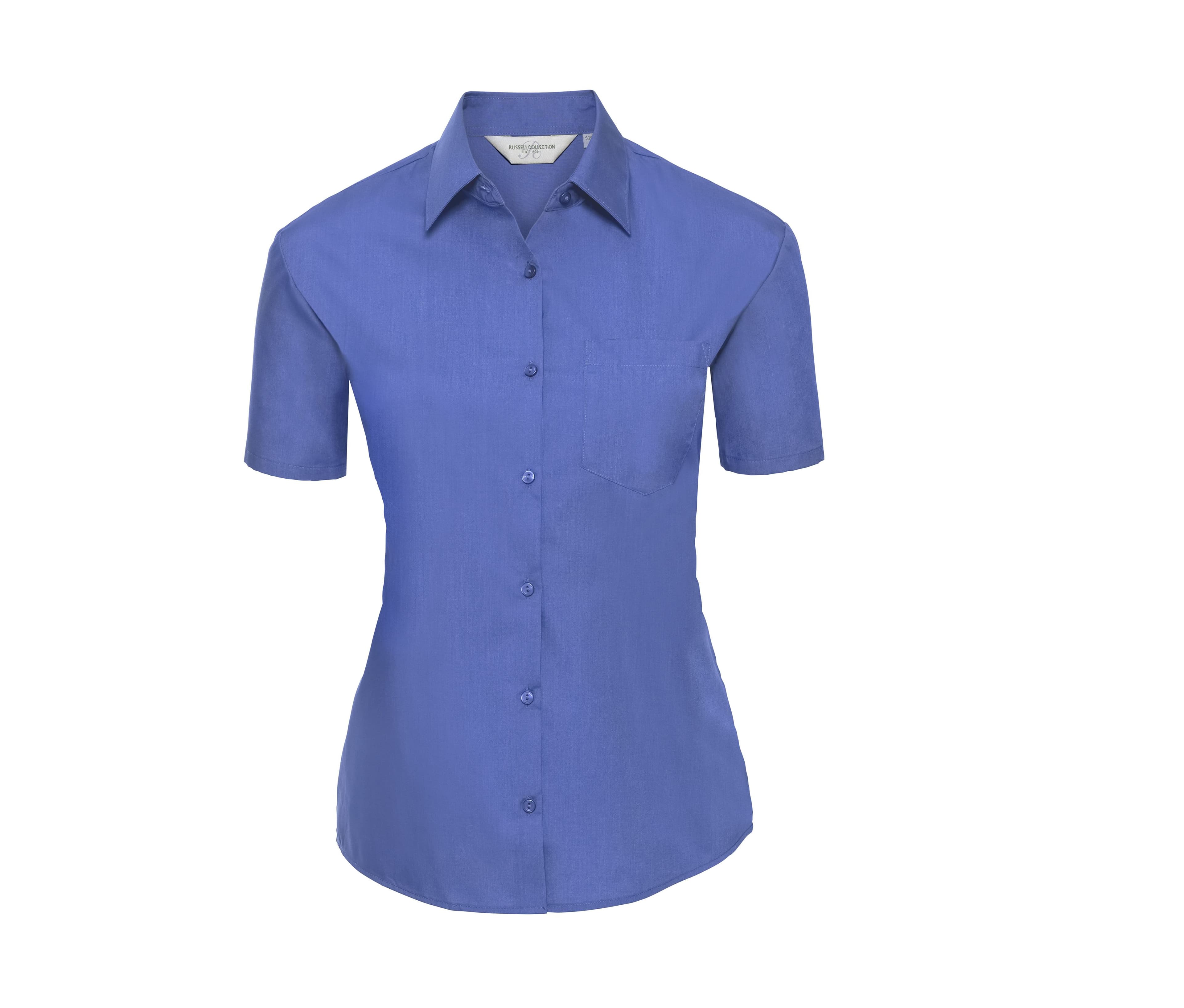 LADIES' SHORT SLEEVE CLASSIC POLYCOTTON POPLIN SHIRT CORPORATE BLUE