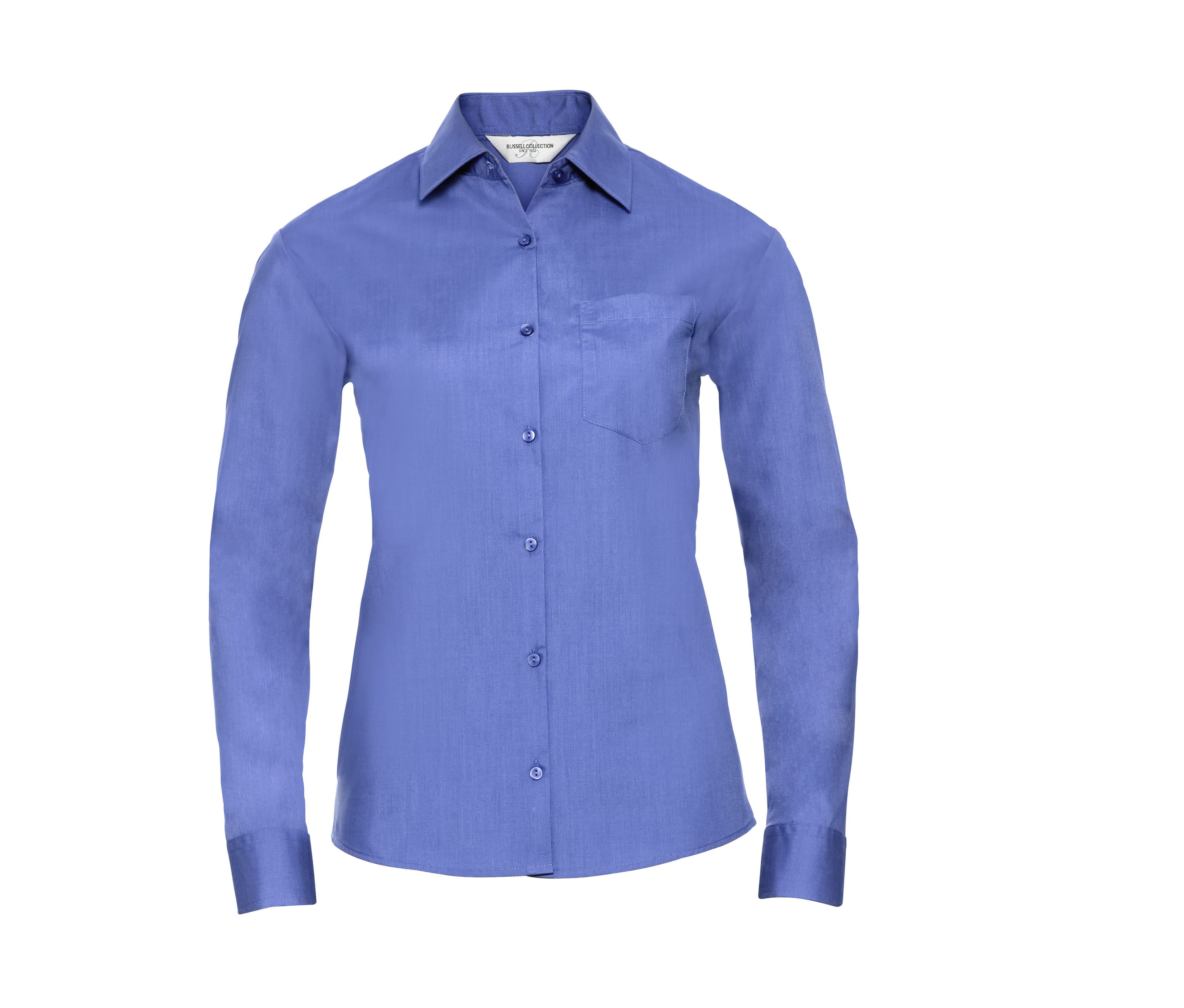 LADIES' LONG SLEEVE CLASSIC POLYCOTTON POPLIN SHIRT CORPORATE BLUE